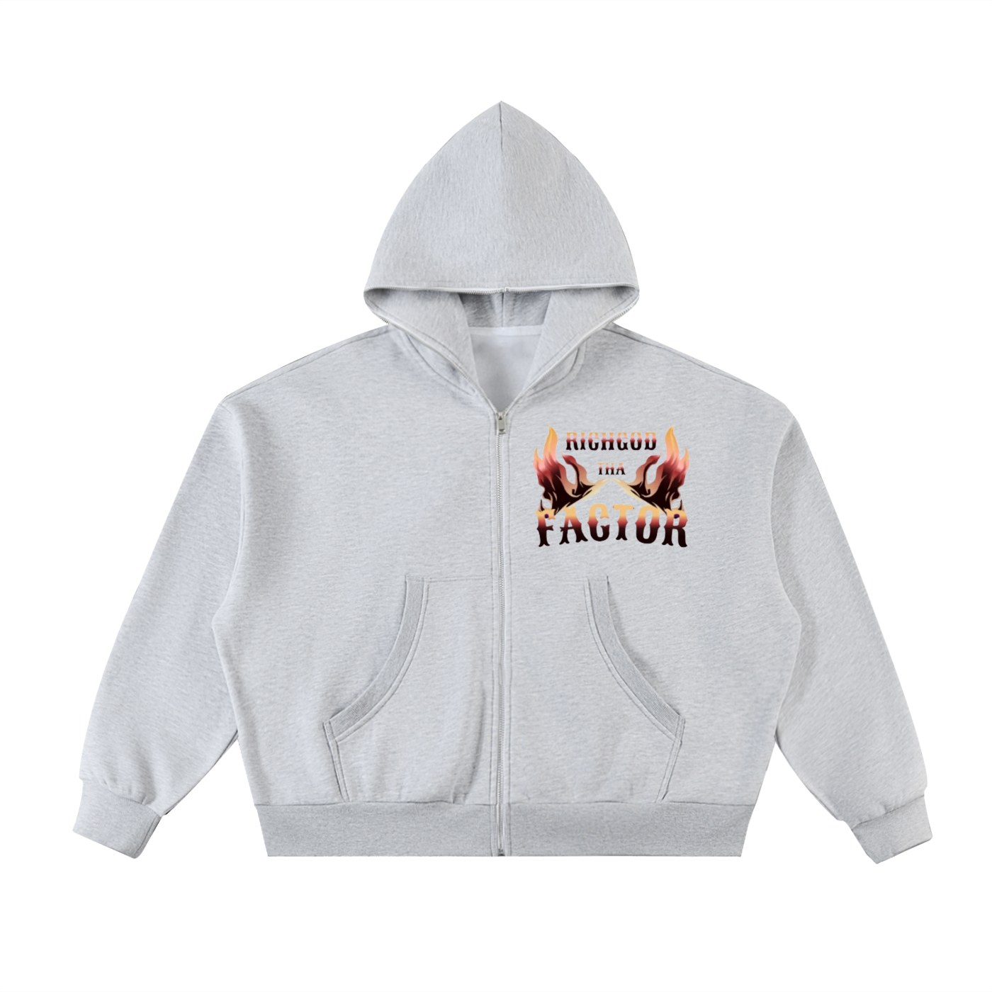 Fleeced Full-Zip Boxy Hoodie