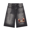 RGTF Men’s Vintage Wash Wide Leg Denim Shorts