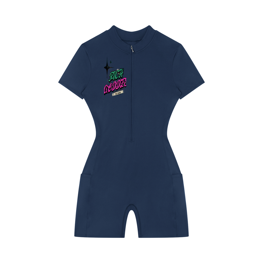 Women's Quarter-Zip Short Sleeve Romper